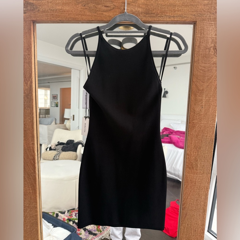 Aritzia Babaton Anderson Mini Bodycon Knit Halter Dress in Black